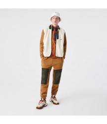 Men's Colorblock Polar Fleece Sweatpants Lacoste Outlet Brown Khaki Green 89F XH02275189F
