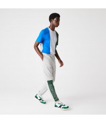 Men's Colorblock Cotton Fleece Sweatpants Lacoste Outlet Grey Chine Blue Green HKB XH294151HKB