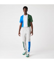 Men's Colorblock Cotton Fleece Sweatpants Lacoste Outlet Grey Chine Blue Green HKB XH294151HKB