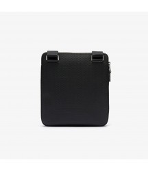 Men's Chantaco Matte Piqué Leather Flat Zip Bag Lacoste Outlet Black 000 NH2815CE000