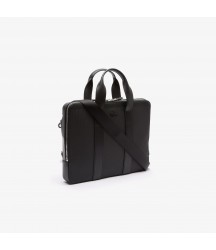 Men's Chantaco Piqué Leather Extra Slim Computer Bag Lacoste Outlet Black 000 NH3782CE000