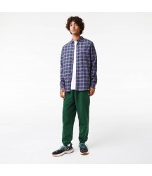 Men's Regular Fit Check Print Flannel Shirt Lacoste Outlet Green Purple Beige TPG CH020851TPG