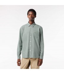 Men's Cotton Flannel Shirt Lacoste Outlet Green White DCJ CH188551DCJ