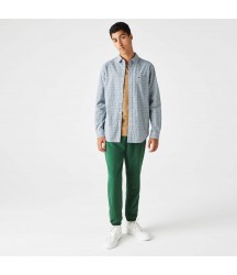 Men's Regular Fit Check Print Shirt Lacoste Outlet White Green Yellow TQ1 CH019351TQ1