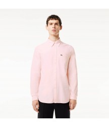 Men's Regular Fit Cotton Oxford Shirt Lacoste Outlet White Light Pink 7FD CH1911517FD