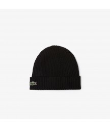 Ribbed Wool Hat Lacoste Outlet Black 031 RB000151031