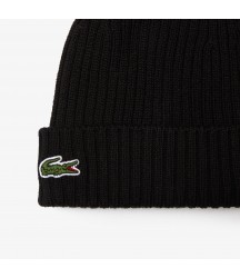 Ribbed Wool Hat Lacoste Outlet Black 031 RB000151031