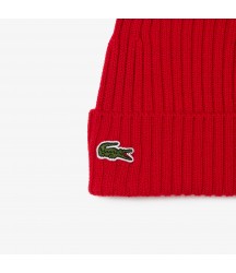 Ribbed Wool Hat Lacoste Outlet Red 240 RB000151240