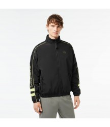 Men's Contrast Details Water-Resistant Zip-Up Jacket Lacoste Outlet Black Flashy Yellow 6VT BH1607516VT