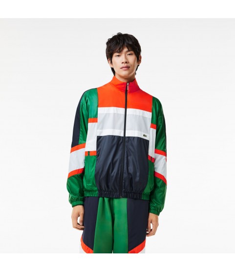 Men's Colorblock Track Jacket Lacoste Outlet Green White QIU BH158251QIU