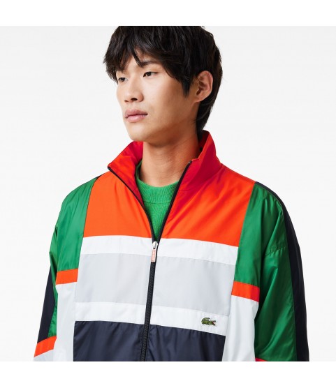 Men's Colorblock Track Jacket Lacoste Outlet Green White QIU BH158251QIU