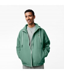 Men's Detachable Hood Water-Repellent Jacket Lacoste Outlet Khaki Green KX5 BH054051KX5