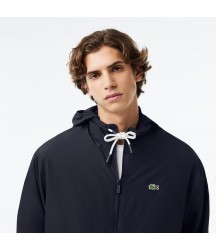 Men's Detachable Hood Water-Resistant Jacket Lacoste Outlet Navy Blue HDE BH167951HDE