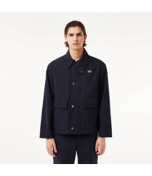 Men's Waterproof Collared Jacket Lacoste Outlet Navy Blue HDE BH727751HDE