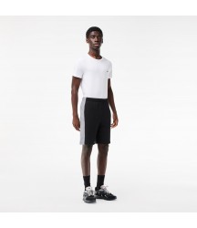Men's Colorblock Fleece Shorts Lacoste Outlet Black Grey Chine SNP GH143451SNP