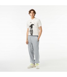 Men's Contrast Details Relaxed Fit Sweatpants Lacoste Outlet Grey White NWJ XH165551NWJ
