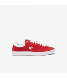 Men's Baseshot Suede Sneakers Lacoste Outlet REDWHITE 17K 46SMA006517K
