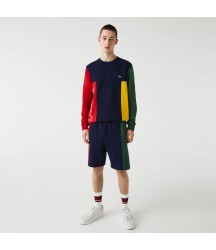 Men's Branded Cotton Fleece Blend Shorts Lacoste Outlet Navy Blue Red Green BLS GH676151BLS