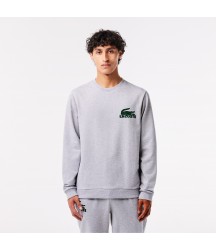 Men's Cotton Fleece Lounge Sweatshirt Lacoste Outlet Grey Chine Green Y9K SH747751Y9K
