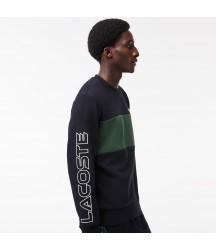 Men's Classic Fit 3D Print Colorblock Sweatshirt Lacoste Outlet Navy Blue Dark Green MI7 SH143351MI7