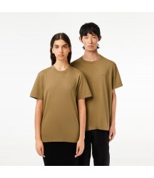 Unisex Crew Neck Organic Cotton T-Shirt Lacoste Outlet Brown SIX TH170851SIX