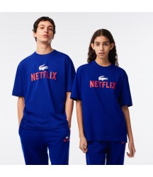 Unisex Lacoste x Netflix Loose Fit Organic Cotton T-Shirt Lacoste Outlet Gentian blue JQ0 TH734351JQ0