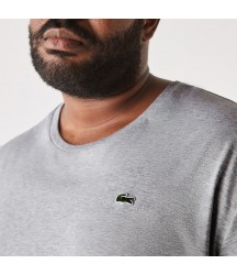 Men's Big Fit Crew Neck Cotton Jersey T-Shirt Lacoste Outlet Grey Chine CCA TH060551CCA