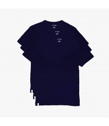 3-Pack Slim Fit V Neck T-shirts Lacoste Outlet Navy Blue 166 TH900251166