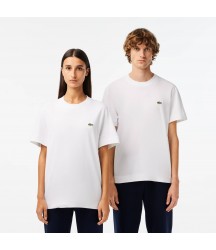 Unisex Crew Neck Organic Cotton T-Shirt Lacoste Outlet White 001 TH170851001
