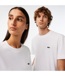 Unisex Crew Neck Organic Cotton T-Shirt Lacoste Outlet White 001 TH170851001