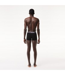 Men's 3-Pack Constrast Waist Trunks Lacoste Outlet Mens Underwear Socks/Black Blue Dark Grey B68 5H340151B68