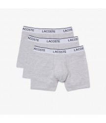 Men's 3-Pack Branded Striped Boxers Lacoste Outlet Mens Underwear Socks/Grey Chine CCA 6H758451CCA