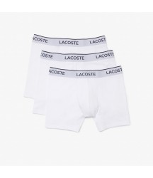 Men's 3-Pack Branded Striped Boxers Lacoste Outlet Mens Underwear Socks/White 001 6H758451001
