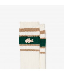 Lacoste  le FLEUR Striped Socks Lacoste Outlet Mens Underwear Socks/White Beige Green SIT RA518451SIT