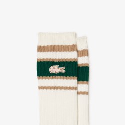 Lacoste  le FLEUR Striped Socks Lacoste Outlet Mens Underwear Socks/White Beige Green SIT RA518451SIT