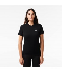 Women's Organic Cotton Ultra-Dry Jersey T-Shirt Lacoste Outlet Black 031 TF924651031