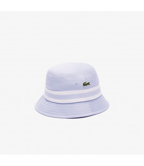 Women's Cotton Gabardine Contrast Stripe Bucket Hat Lacoste Outlet Light Blue J2G RK080851J2G
