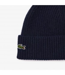 Women's Ribbed Knit Cashmere Beanie Lacoste Outlet Navy Blue 166 RB080551166