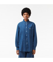 Women's Oversized Cotton Denim Shirt Lacoste Outlet Blue Chine 36L CF00365136L