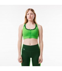 Women's Colorblock Zip Sports Bra Lacoste Outlet Green IUX IF732051IUX