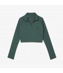 Women's Cropped Long Sleeve Polo Lacoste Outlet Womens Polos/Green 5HX DF0951515HX
