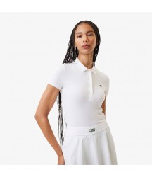 Women's L.12.D Slim Fit Jersey Polo Lacoste Outlet Womens Polos/White 001 DF344351001