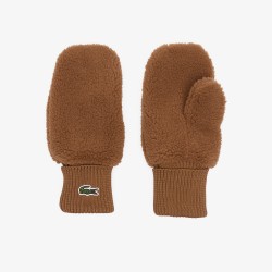 Women's Ribbed Cuff Sherpa Mittens Lacoste Outlet Brown SIX RV215551SIX