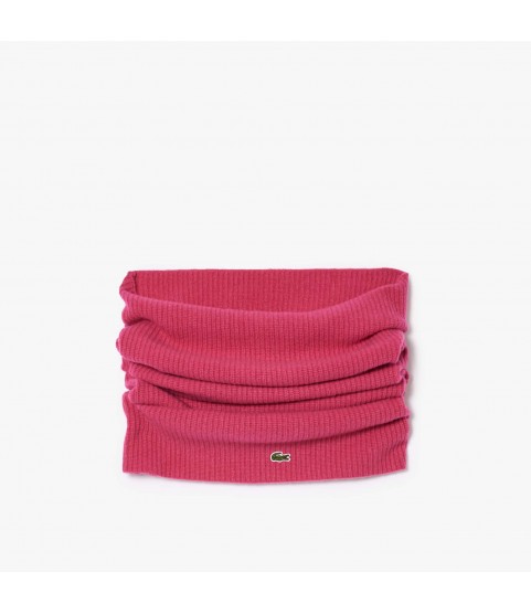 Women's Cashmere Ribbed Knit Infinity Scarf Lacoste Outlet Fushia Pink SQI RE080251SQI