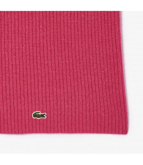 Women's Cashmere Ribbed Knit Infinity Scarf Lacoste Outlet Fushia Pink SQI RE080251SQI