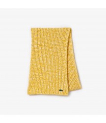 Unisex Cotton and Mercerized Alpaca Scarf Lacoste Outlet White Yellow P7I RE148251P7I