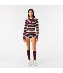 Lacoste x EleVen by Venus Striped Ribbed Lounge Shorts Lacoste Outlet Bordeaux White IWW GF523251IWW