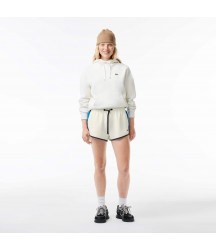 Women's Contrast Seam Piqué Shorts Lacoste Outlet White 70V GF16085170V