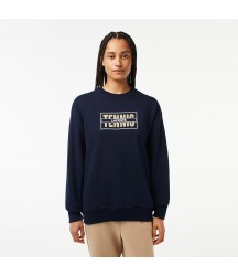 Oversized Tennis Print Fleece Jogger Sweatshirt